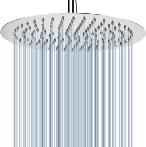 Voolan Rainfall Shower Head - High Flow Showerhead Made of 304 Stainless Steel - Universal Wall and Ceiling Mount(12 Inch, Chrome)