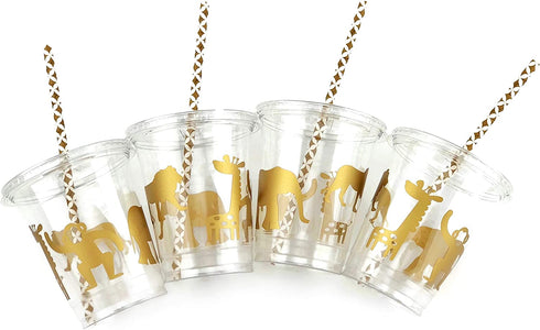Gold Safari Party Disposable Cups (12 Set) Jungle Birthday or Baby Shower