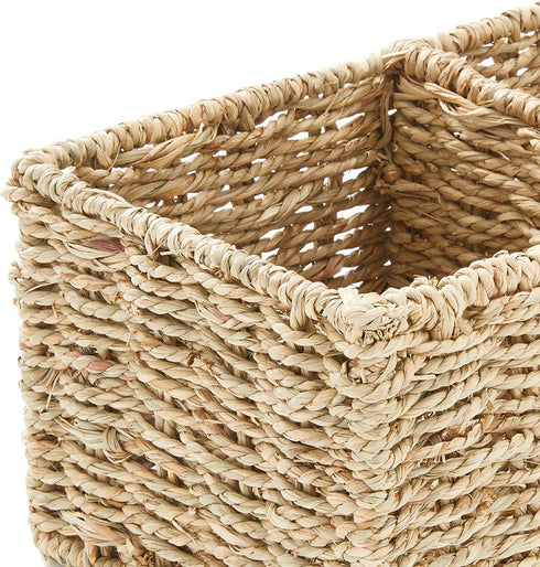 Americanflat Hand-Woven Seagrass Bathroom Storage Basket for Toilet Tank Top - Countertop Organizer, 16.5 L x 6 W x 5 H inches, 3 Compartments