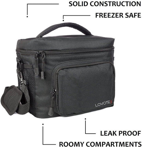 Large Insulated Lunch Bag Cooler Tote With 2 Reusable Cooler Ice Packs Easy Pull Zippers, Detachable Shoulder Strap, Roomy Compartments For Lunch Box, Bottles, Containers, (Camo)