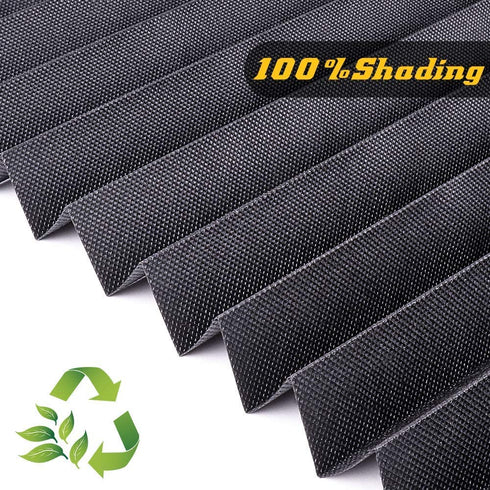 SEEYE Blackout Temporary Blinds Cordless Shades Fabric Pleated Fabric Shade Easy to Cut and Install, 48" W x 72" L - 1 Pack, Black?with 2 Clips