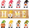 Gnome Home Sign Interchangeable Easter Gnome Wooden Signs Rustic Home Sign with 8 Seasonal Gnome Magnet Wooden Home Sign with 8 LED Lights for Home Easter Party Holiday DIY Decor