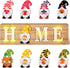 Gnome Home Sign Interchangeable Easter Gnome Wooden Signs Rustic Home Sign with 8 Seasonal Gnome Magnet Wooden Home Sign with 8 LED Lights for Home Easter Party Holiday DIY Decor