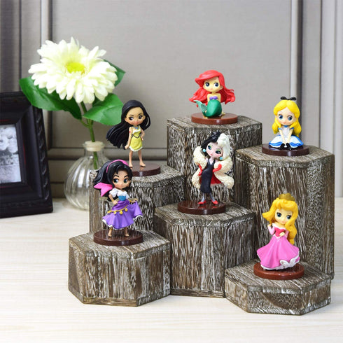 Mooca Wooden 6 Pcs Hexagon Risers for Display Jewelry and Accessories Display Stand, Wooden Display Risers, Wood Jewelry Risers Wood Figurine Display Risers, Coffee