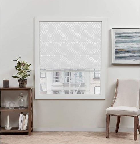 Exclusive Home Curtains Prague Trellis Blackout Roman Shade, 27x64, White