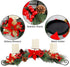 Prsildan 26 Inch Christmas Centerpiece Candle Holders Set, Christmas Tabletop Poinsettia Centerpiece with 3 Flameless Candles, Pinecones, Red Berries, Holiday Decorations for Table Mantel Xmas Party
