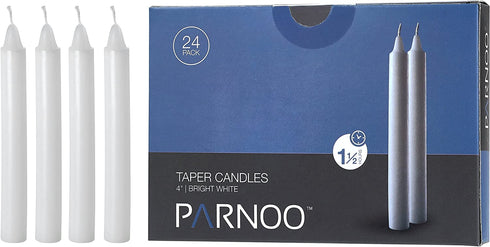 Light In The Dark Taper Candles 4 Inch X 1/2 Inch Thick Burn 1.1/2 Hour (White)