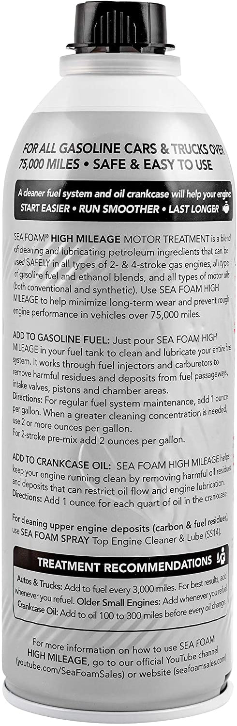 Sea Foam High Mileage Motor Treatment HM16, 16 oz, Pack of 1, Silver