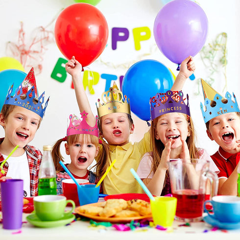 Paper Crowns Princess Prince Crown Gem Stickers Jewels Stickers Number Letter Stickers for Boys Girls Adults DIY Birthday Party Crown Hats Decoration Favor Supplies (38 Pieces)