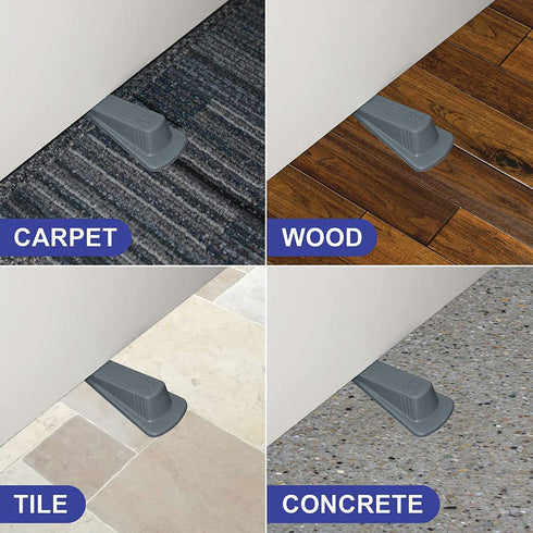 Master Manufacturing 2-Pack Gray Big Foot Door Stop, Heavy Duty Rubber Wedge Design, Made in the USA, Holds Heavy Doors Securely (Pack of 2)