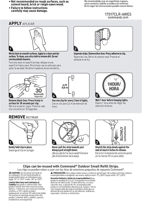 Command Outdoor Light Clips, Clear, 20-Clips, 24-Strips, Decorate Damage-Free