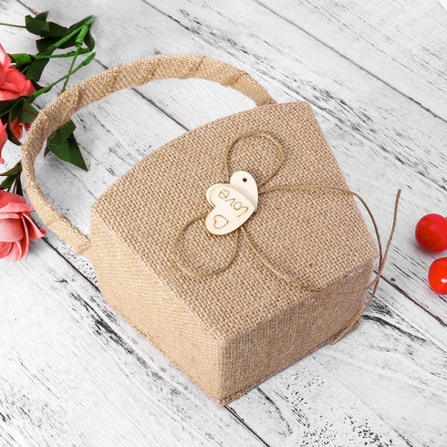 WINOMO Double Heart Wedding Flower Girl Basket with Bowknot