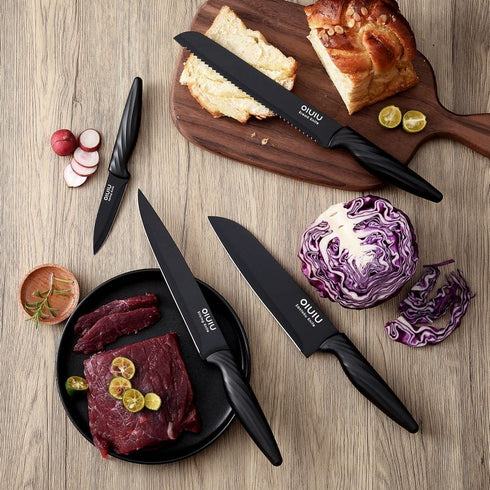 Kitchen Knives, OLULU 12PCS Chef knife set, Premium Stainless steel Kitchen Knife set, Knife Set With Sheathes
