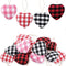 Whaline 24Pcs Valentine's Day Heart Ornaments Buffalo Check Heart Ornament 4 Designs Black Red White Pink Plaid Hanging Decorations for Wedding Anniversary Birthday Christmas Craft Gifts