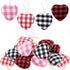 Whaline 24Pcs Valentine's Day Heart Ornaments Buffalo Check Heart Ornament 4 Designs Black Red White Pink Plaid Hanging Decorations for Wedding Anniversary Birthday Christmas Craft Gifts