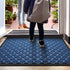 DEXI Door Mat Front Indoor Outdoor Doormat Small Heavy Duty Rubber Outside Floor Rug for Entryway Patio Waterproof Low-Profile,17"x29",Navy Blue