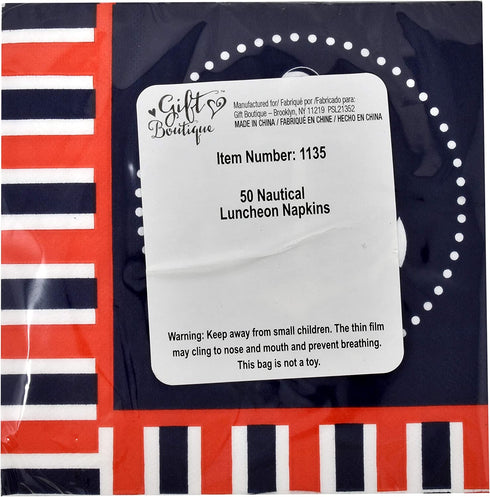 Nautical Anchor Party Supplies Set 24 9" Plates 24 7" Plate 24 9 Oz Cups 50 Luncheon Napkins Sailor Boat Ship Theme Navy Red White Striped Birthday Baby Shower Disposable Tableware Decor Gift Boutique