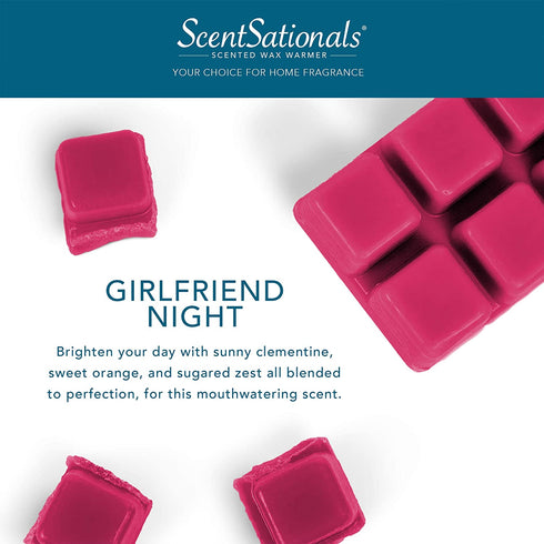 Scentsationals Scented Wax Fragrance Melts - Girlfriend Night - Wax Cubes Pack, Home Warmer Tart, Electric Wickless Candle Bar Air Freshener, Spa Aroma Decor Gift - 2.5 oz (4-Pack)