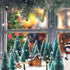 Marsui Christmas Pine Trees Artificial Snow Frost Trees Green Bottle Brush Trees with Christmas Miniature Village House, Mini Street Light, Deer Toys Figure for Christmas Decoration, Set of 30