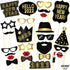 Large, New Year Photo Booth Props 2022 Pack of 26 | Black, Gold Foil New Years Eve Photo Booth Props | New Years Photo Props for Happy New Year Decorations 2022 | New Years Eve Party Supplies 2022