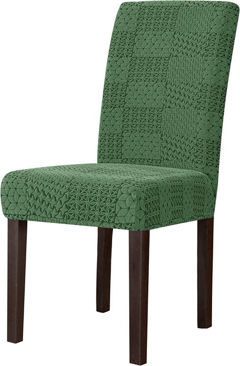 subrtex Dining Chair Slipcovers Various Jacquard Stretch Chair Covers Removable Parsons High Back Chair Protector for Kitchen (Pack of 4, Various Green)