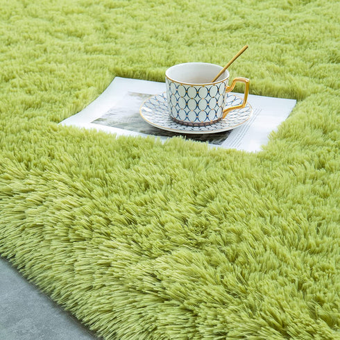 junovo Ultra Soft Area Rugs, Fluffy Carpets for Bedroom Kids Girls Boys Baby Living Room Shaggy Floor Nursery Rug Home Decor Mats, 3 x 5ft Green