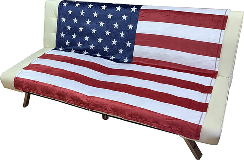 Patriotic Throw Blanket for Couch - 50" x 60", American Flag, Soft Cozy Fleece, Veteran's Day, Stars and Stripes, Home Decor, Red, White, Blue, USA, Living Room Sofa, Bed, Office, Old Glory