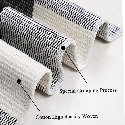 Breezsisan Black and White Layering Doormat Rug 2x4.3 ft. Cotton Woven Buffalo Plaid Outdoor Indoor Runner Rug, Hand-Woven Washable Carpet for Front Porch, Kitchen, Farmhouse, Entryway