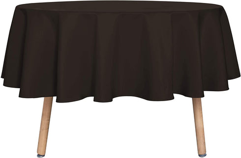 sancua Round Tablecloth - 60 Inch - Water Resistant Spill Proof Washable Polyester Table Cloth Decorative Fabric Table Cover for Dining Table, Buffet Parties and Camping, Brown