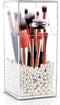 InnSweet Makeup Brush Holder Organizer, Dustproof Cosmetics Brush Storage with White Pearls