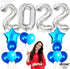 Silver 2022 Balloons Numbers - 40 Inch | Graduation Balloons 2022 with 18 Inch, Star Balloons | Blue and Silver Graduation Decorations | Graduation Party Decorations 2022 | Class of 2022 Decorations