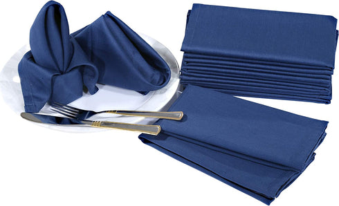 Ruvanti Dinner Cloth Napkins 12 Pack 18X18 Inch Reusable Fabric Napkins Soft, Comfortable, Durable Linen Napkins, Perfect Table Napkins, Ocean Blue / Navy Blue Napkins for Dinners, Weddings & Parties.