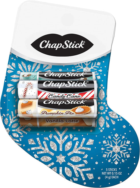 ChapStick Holiday Stocking Holiday Flavored Lip Balm Gift Set for Lip Care, Stocking Stuffer - 0.15 Oz (Pack of 5)