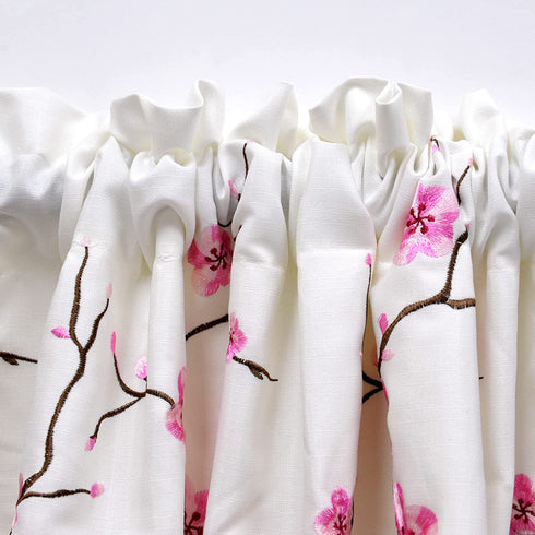 Home Soft Things Cherry Blossom Embroidery Valance Pink, 60" x 19", Scalloped Flower Floral Thermal Insulated Window Curtain Valance Thick Drapes for Bedroom Decor with Rod Pocket, Set of 1 Panel