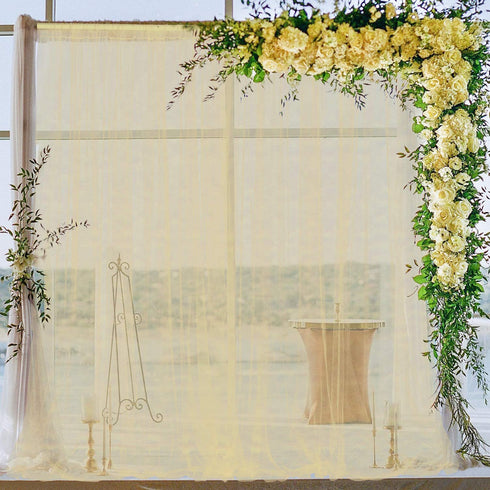 Champagne Tulle Sheer Backdrop Curtains for Parties Birthday Wedding Ceremony Bridal Shower Baby Shower Photo Booth Background Wall Decorations 10 ft X 7 ft