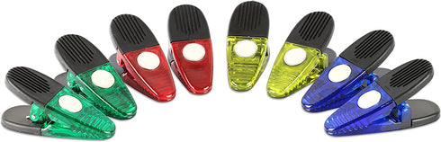 VIP Home Essentials - Thick Plastic Clips With Neodymium Magnet - 3-1/4" Length - Durable Versatile All-Purpose - Set of 8