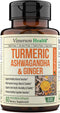 Turmeric Curcumin Ashwagandha, Ginger, Bioperine. Occasional Joint Discomfort Relief Supplement. Antioxidant Properties for Healthy Thyroid and Adrenal Support, and Balanced Cortisol Levels.