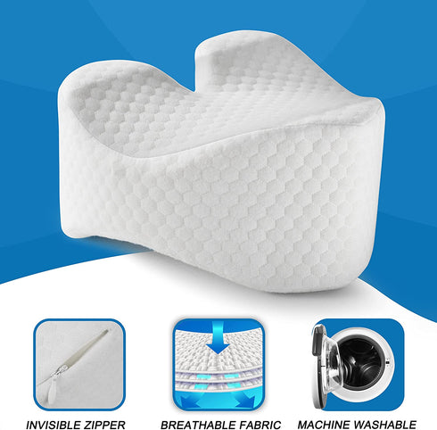 BCOZIN Knee Pillow for Sleeping, 100% Pure Memory Foam Between Leg Pillow for Back Pain Relief & Orthopedic Knee Pillow for Side Sleepers, Hip, Lower Back, and Sciatic Nerve Pain Relief, 1 Pcs