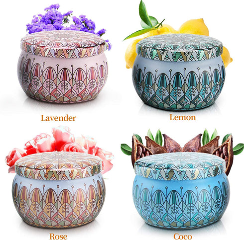HomeBelle Scented Candles Gift Set for Women, Aromatherapy Candles for Home Scented, 4.4oz Soy Wax Jar Candle for Thanksgiving Day Birthday Valentines Mother's Day Christmas Gifts,Stress Relief 4 Pack