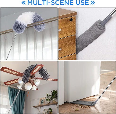 Dusters for Cleaning, Extendable Microfiber Duster with Extension Pole 30 to 100 Inches, Reusable Bendable Dusters Long Feather Duster Kit for Cleaning High Ceiling Fan, Lamp, Furniture, Blinds, Car