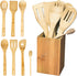 IGA - Organic Bamboo Cooking Utensils Set Spoons, Spatulas With Holder For High Heat Resistant In Nonstick Pots, Pans & Cast Irons Skillets (8-Piece Set) Great Gift Idea For Everyday Use