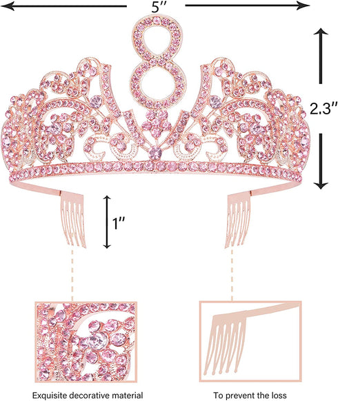 8th Birthday,8th Birthday Decorations for Girls,8 Birthday Crown,8th Birthday Sash,8 Tiara,8th Birthday Crown for Girls,8 Year Old Tiara,8th Birthday Tiara for Girls,Birthday Girl for 8 Year Old