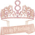 8th Birthday,8th Birthday Decorations for Girls,8 Birthday Crown,8th Birthday Sash,8 Tiara,8th Birthday Crown for Girls,8 Year Old Tiara,8th Birthday Tiara for Girls,Birthday Girl for 8 Year Old