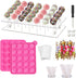 302 Pcs Christmas Cake Pop Maker Kit,Subesty Cake Pop Baking Mold with 1 Acrylic Lollipop Holder,1 Silicone Mold Set,100 Pcs Clear Bags,100 Pcs Treat Sticks,100 Pcs Gold bow Ties