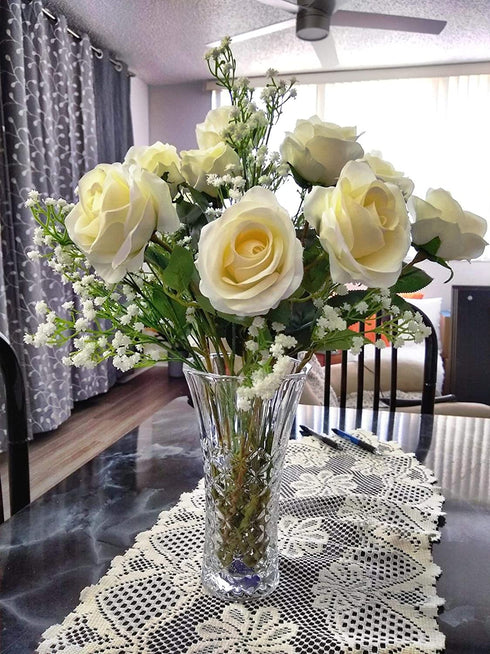 Artificial Baby Breath Gypsophila Flowers Bouquets 15 pcs Real Touch Flowers for Wedding Party DIY Wreath Floral Arrangement Home Decoration (White)