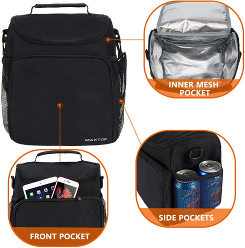 MAXTOP Lunch Box for Men & Women, Reusable Insulated Lunch Cooler Bags for Women with Adjustable Strap, medium Thermal Lunch Tote Bag for Office Work Hiking Outdoor Picnic Beach