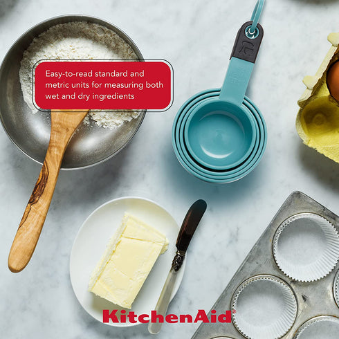 KitchenAid Classic Measuring Cups, Set of 4, Aqua Sky/Black