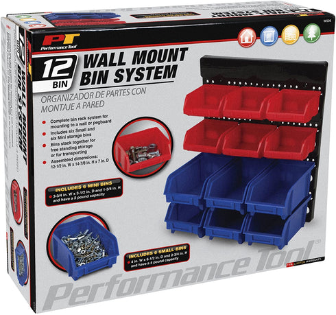Performance Tool W530 12Pc Wall Mount Bin System, 1 Pack