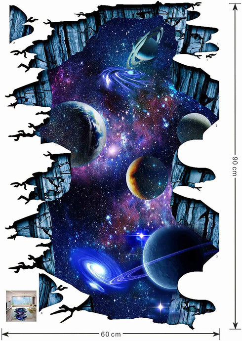 Galaxy Wall Sticker ,Outer Space Removable Floor Decals,Art Magic 3D Milky Way Home Decor Kids Children Bedroom