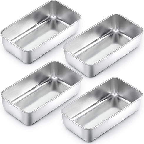TeamFar Loaf Pan, 9¼" — 5" Bread Loaf Pans Meatloaf Pan Stainless Steel for Baking Bread Cake Lasagna, Healthy & Durable, Oven & Dishwasher Safe - Set of 4